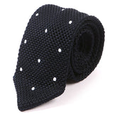 Navy Polka Dot Pointed Silk Knitted Tie - Tie Doctor
